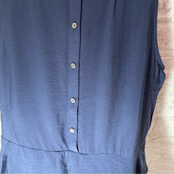 Loft Top Women’s Sz S Navy Sleeveless with Button & Ruffled Back - Picture 9 of 10
